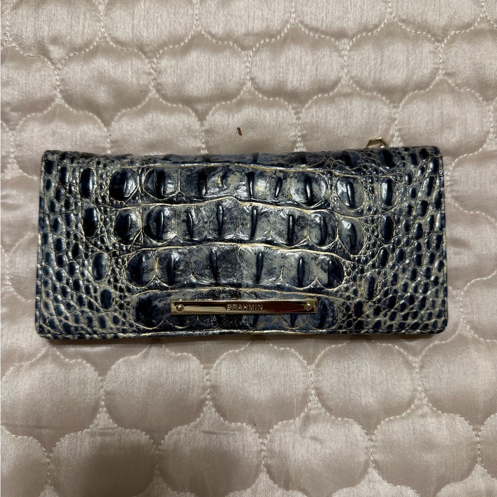 Brahmin Navy Crocodile Embossed Wallet